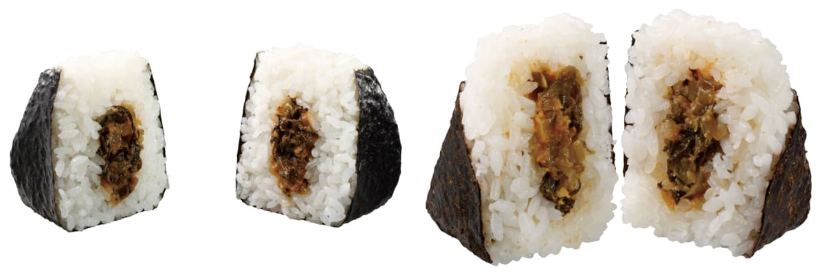 従来品と「盛りすぎ!高菜明太おにぎり」