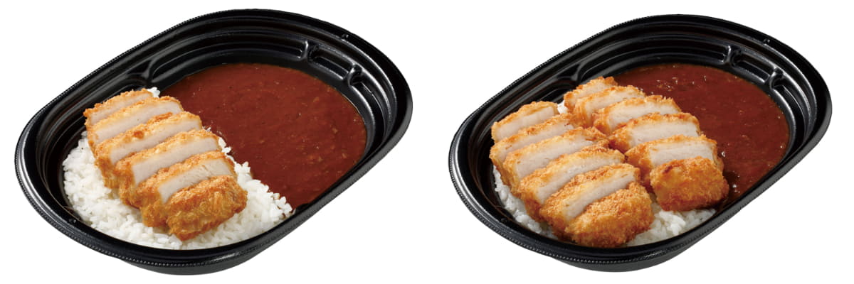 従来品と「盛りすぎ!カツカレー(中辛)」