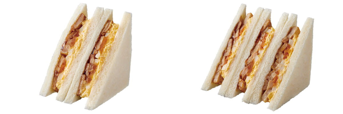 従来品と「盛りすぎ!照焼チキンたまごサンド」
