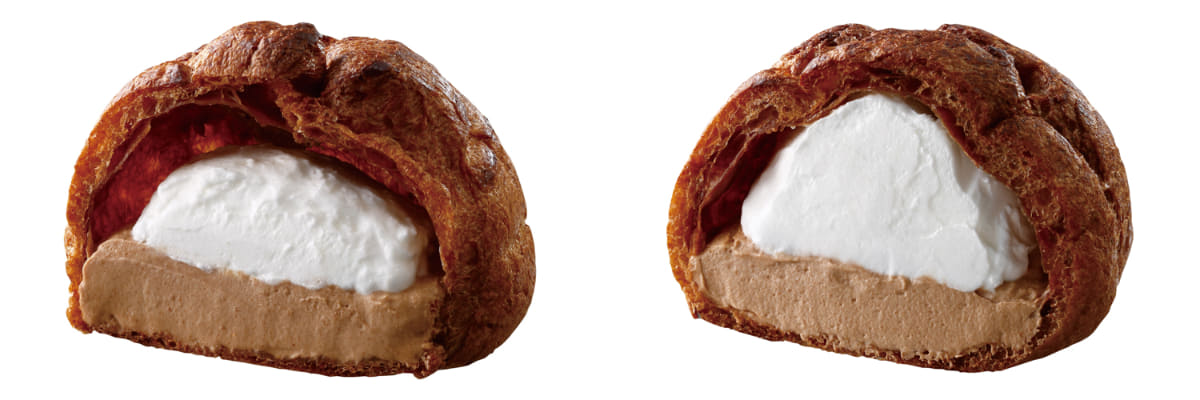 従来品と「盛りすぎ!大きなチョコシュー(チョコクリーム&ホイップ)」