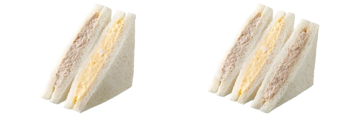 従来品と「盛りすぎ!ツナたまごサンド」