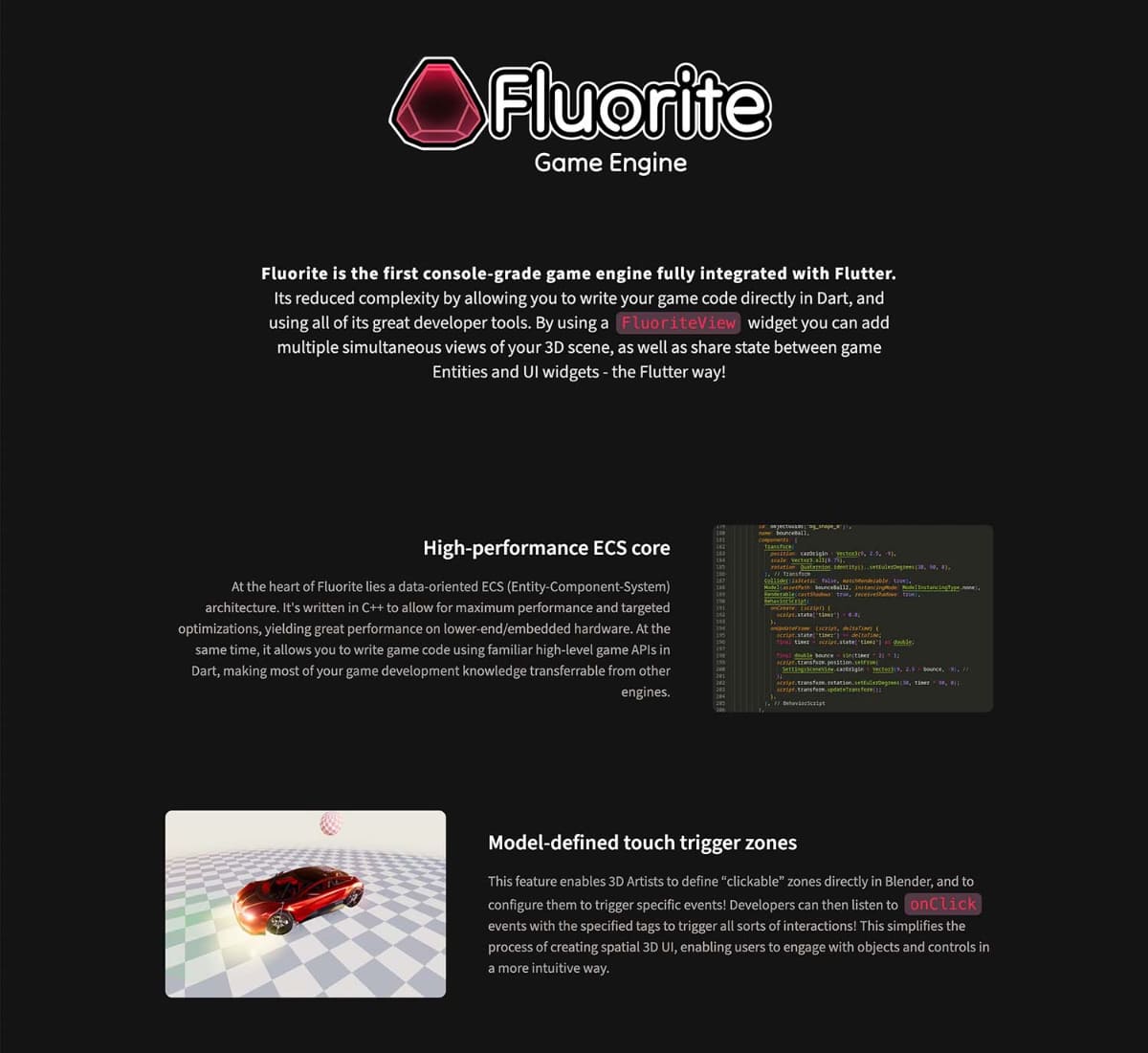 <a href="https://fluorite.game/">Fluorite</a>のウェブ。自動車会社がオリジナルのゲームエンジンを作るのは異例のこと