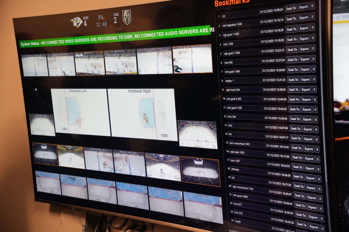 アリーナに設置されたカメラの映像は自動的にチャプターが設定され、アリーナだけでなく、トロントに送られ、編集とビデオ判定も行なう