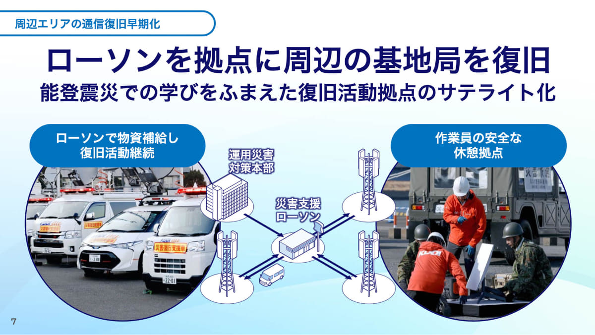 KDDIは過去の震災での復旧・支援活動での学びを踏まえ、こうした拠点をサテライト化していく