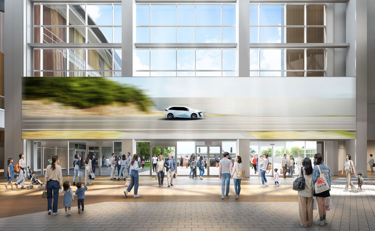 センターポートの大型デジタルサイネージ