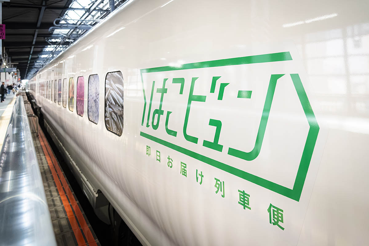 車両は荷物専用新幹線の特別デザイン
