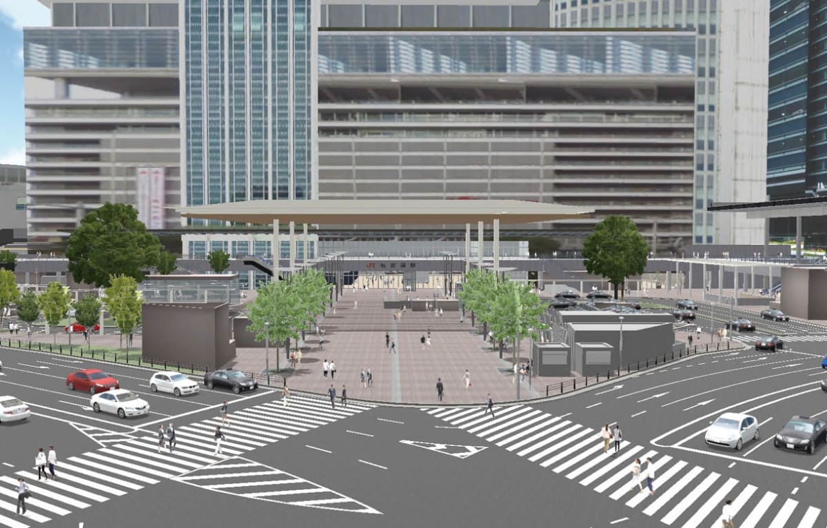 名古屋駅東側駅前広場デザイン計画。桜通から駅前広場を望む