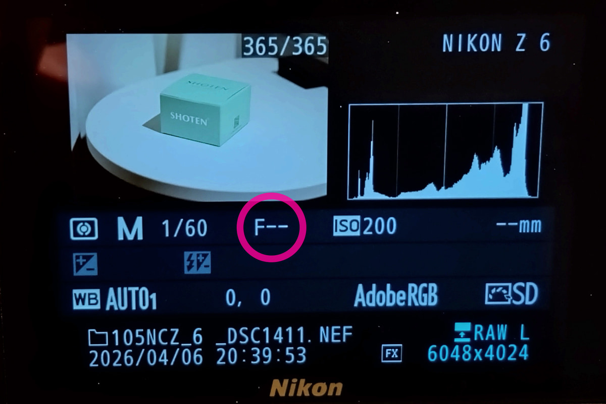 撮影した写真のExifにもF値は記録されません