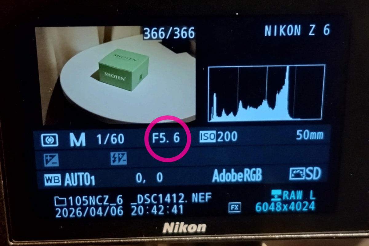 Exifにはカメラ側で設定したF値が記録されます