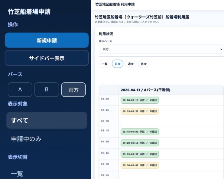 DX試験により船着場利用届を電子化