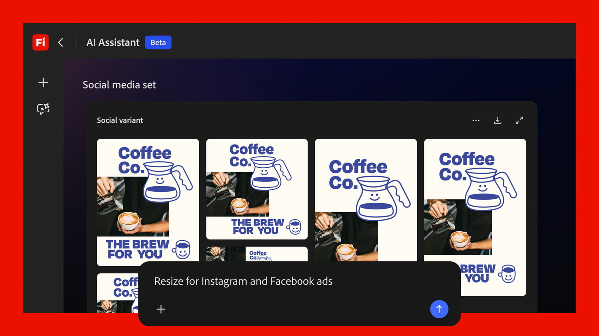 「InstagramとFacebookの広告用にリサイズして」と指示