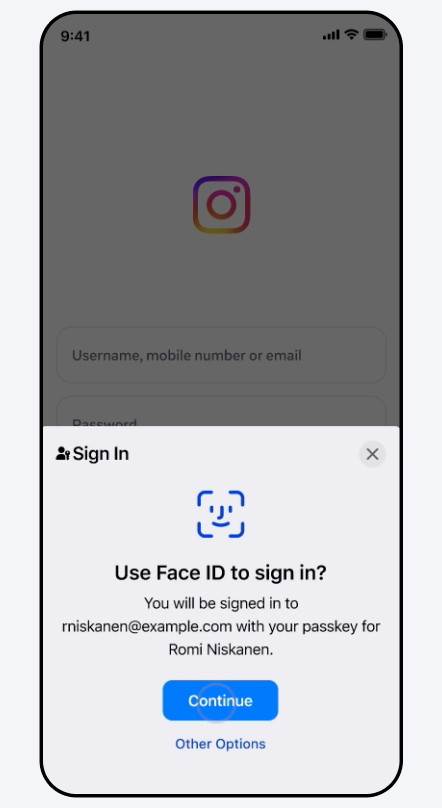Instagramが「パスキー」対応に