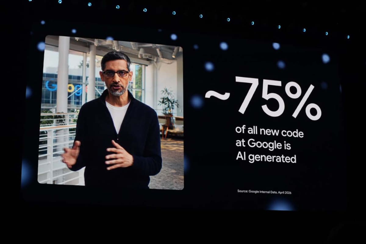 Googleのスンダー・ピチャイCEOは、Googleでは新ソフトの75%がAIによるコーディングになったと説明