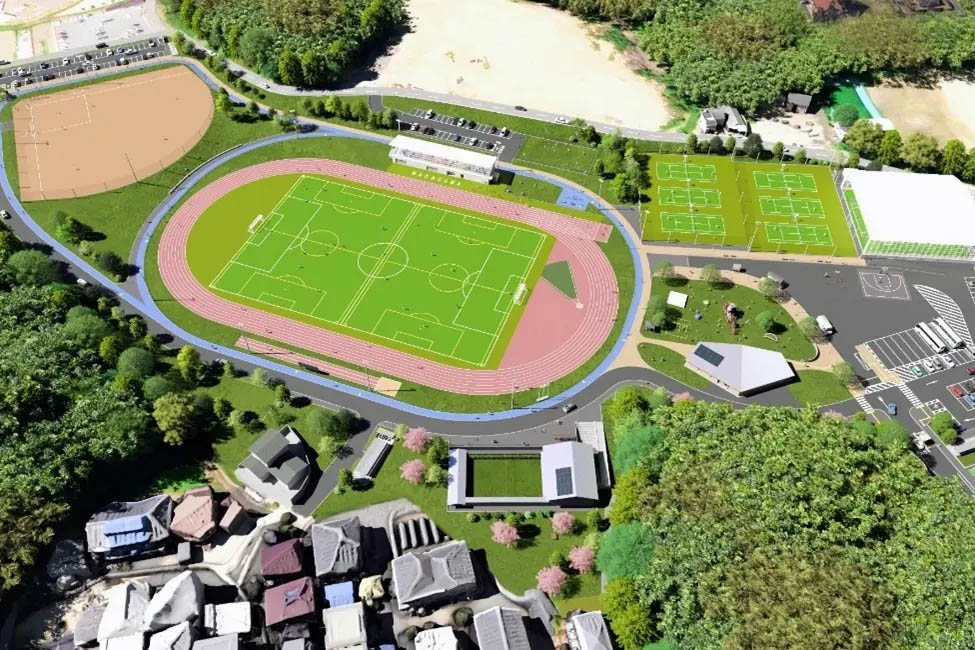 那珂川市総合運動公園の全体鳥瞰イメージ