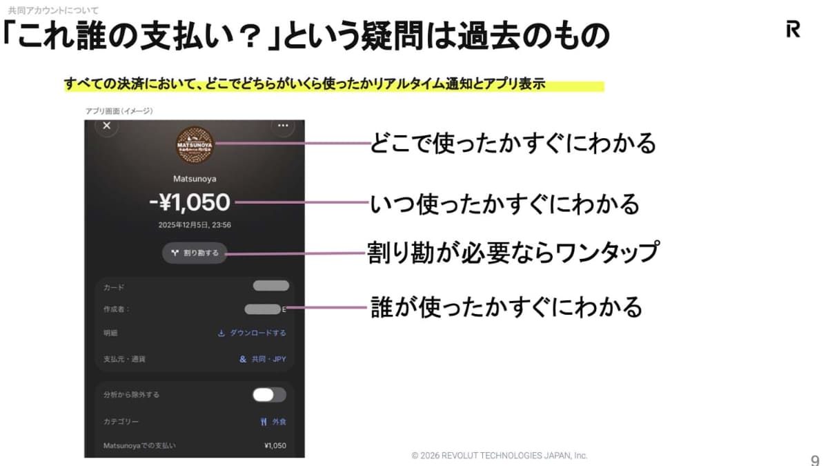 共同アカウントでは紐付いたユーザー2人が互いにその情報を管理したり、操作できる