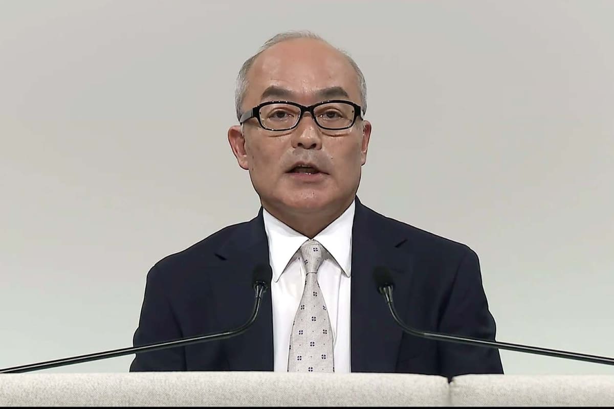 ソニーグループ・取締役代表執行役社長CEOの十時裕樹氏。経営方針説明会の中で、メモリー高騰の影響について語った