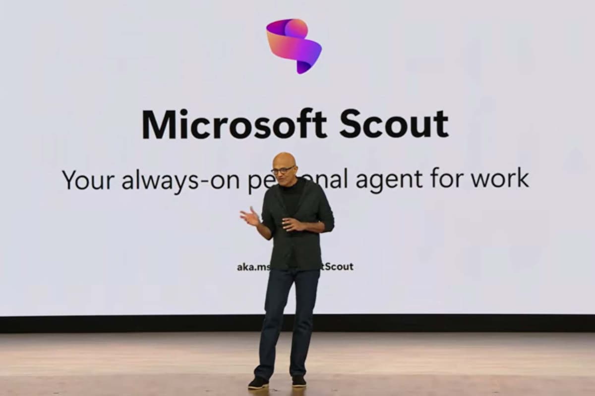 Microsoft Scoutを発表するサティア・ナデラCEO(Build基調講演から)