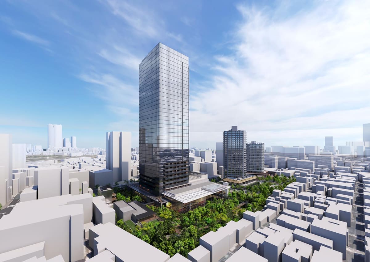 左から「北青山三丁目地区第一種市街地再開発事業」、竣工済みの民活事業、都営住宅建替事業