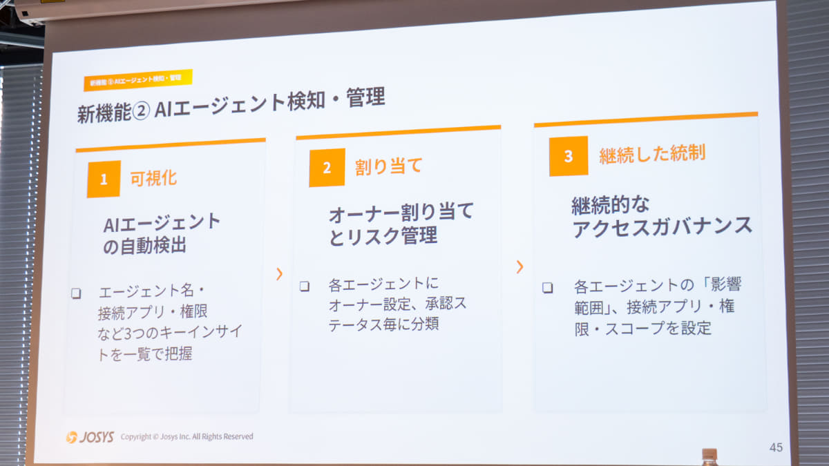 AIエージェントのオーナー情報やアクセス権限なども確認できる
