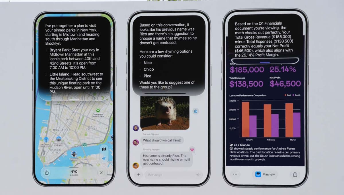 Siri AIを使ったデモ。個人がスマホに蓄積した情報を活用して作業を行なう