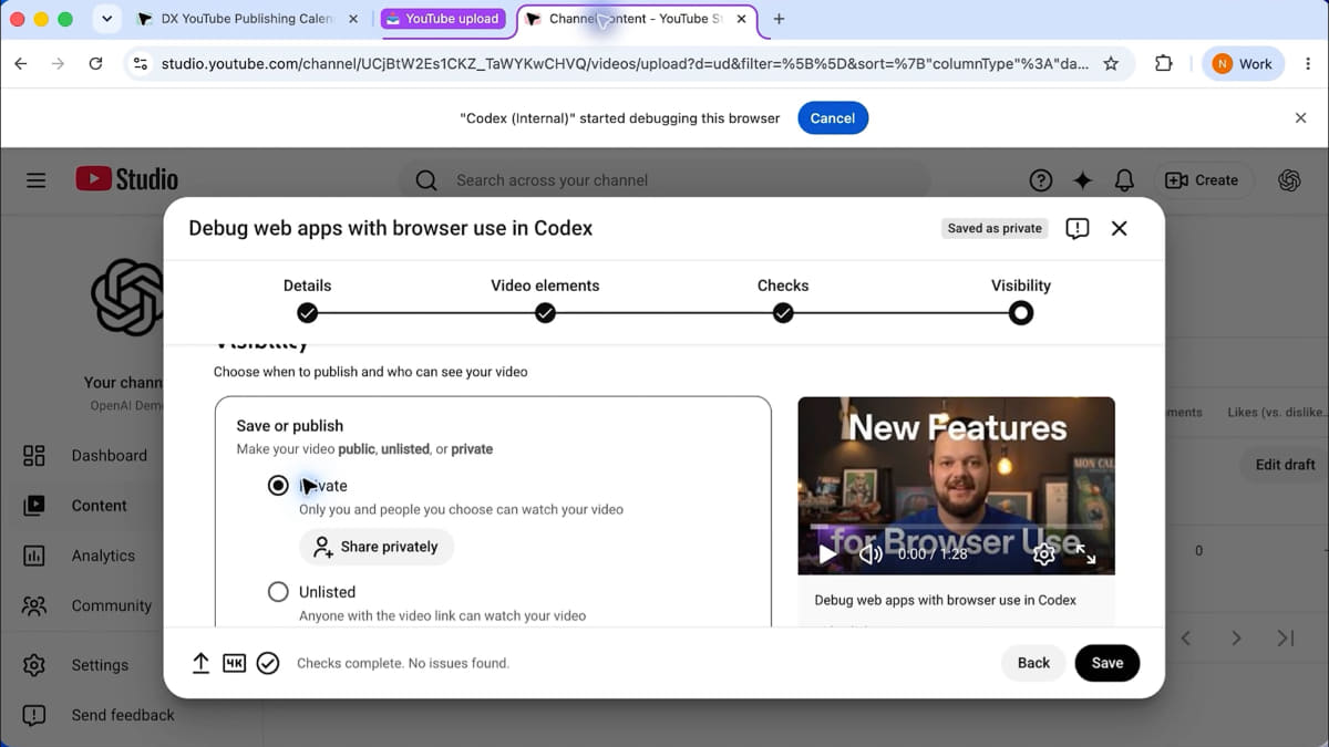 Codexが動画投稿を代わりに実行する