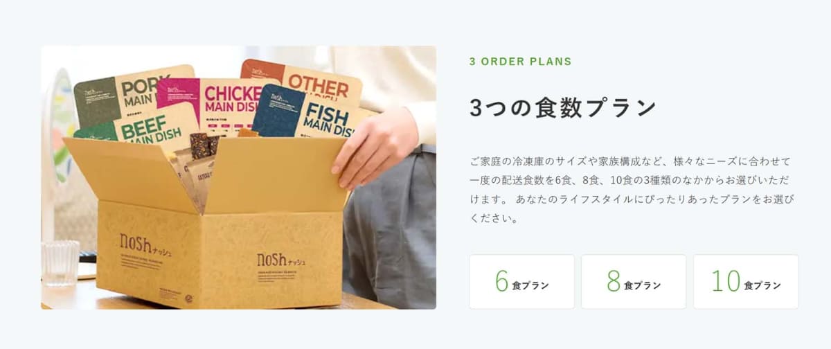 ここから累計の購入数に応じて割引が入る「nosh club制度」があり、始めたてだけでなく継続メリットもある