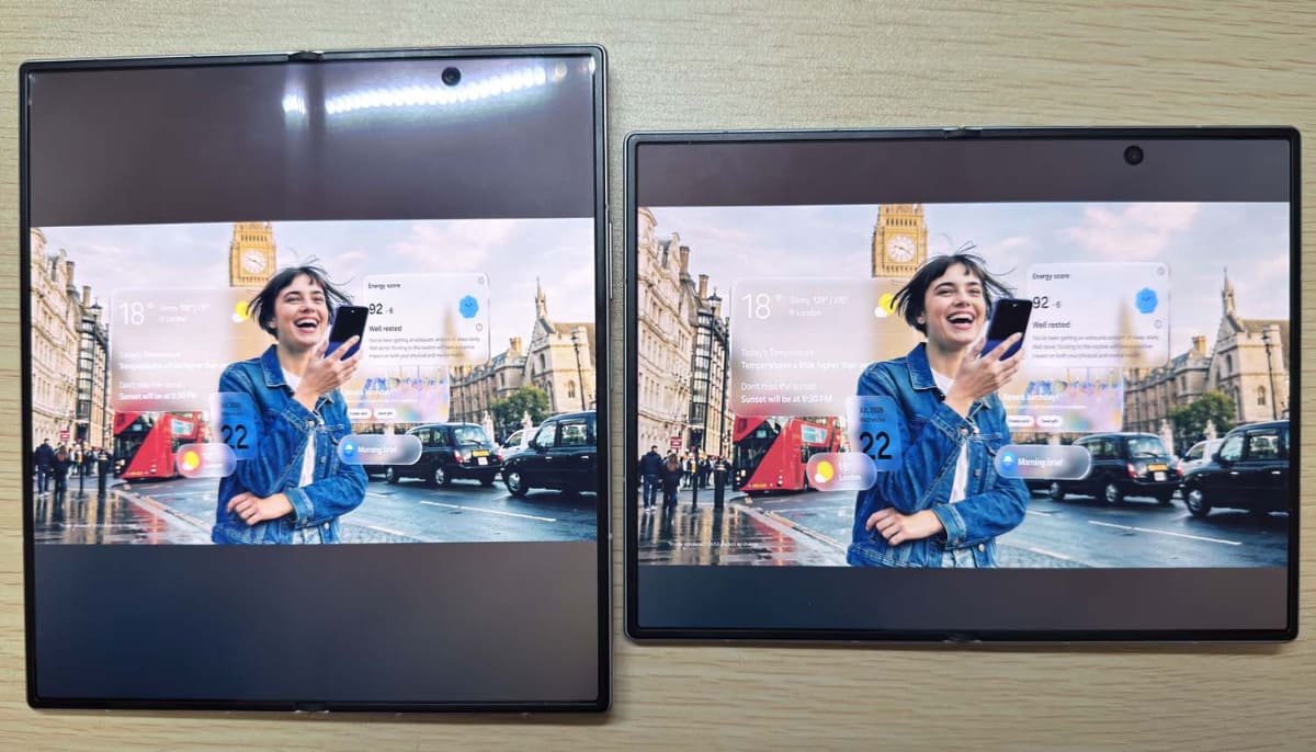 左がFold8 Ultraで、右がFold8。どちらもサムスンの発表会動画(16：9)だが、画面の有効サイズはFold8の方が大きい