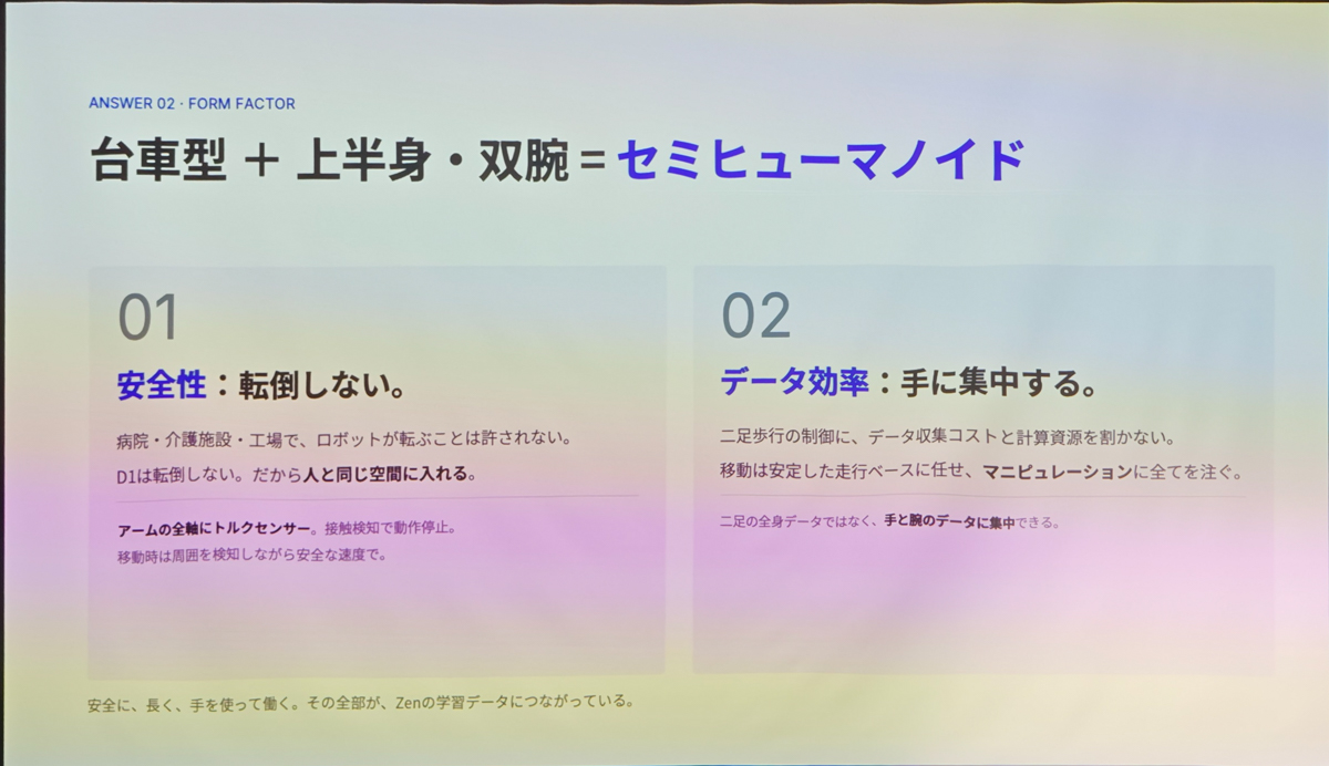 セミヒューマノイドの理由は「安全性」と「データ効率」
