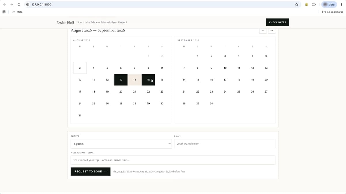 Muse Codeを使用し、動画から別荘のマーケティングおよび予約ページを生成するデモ