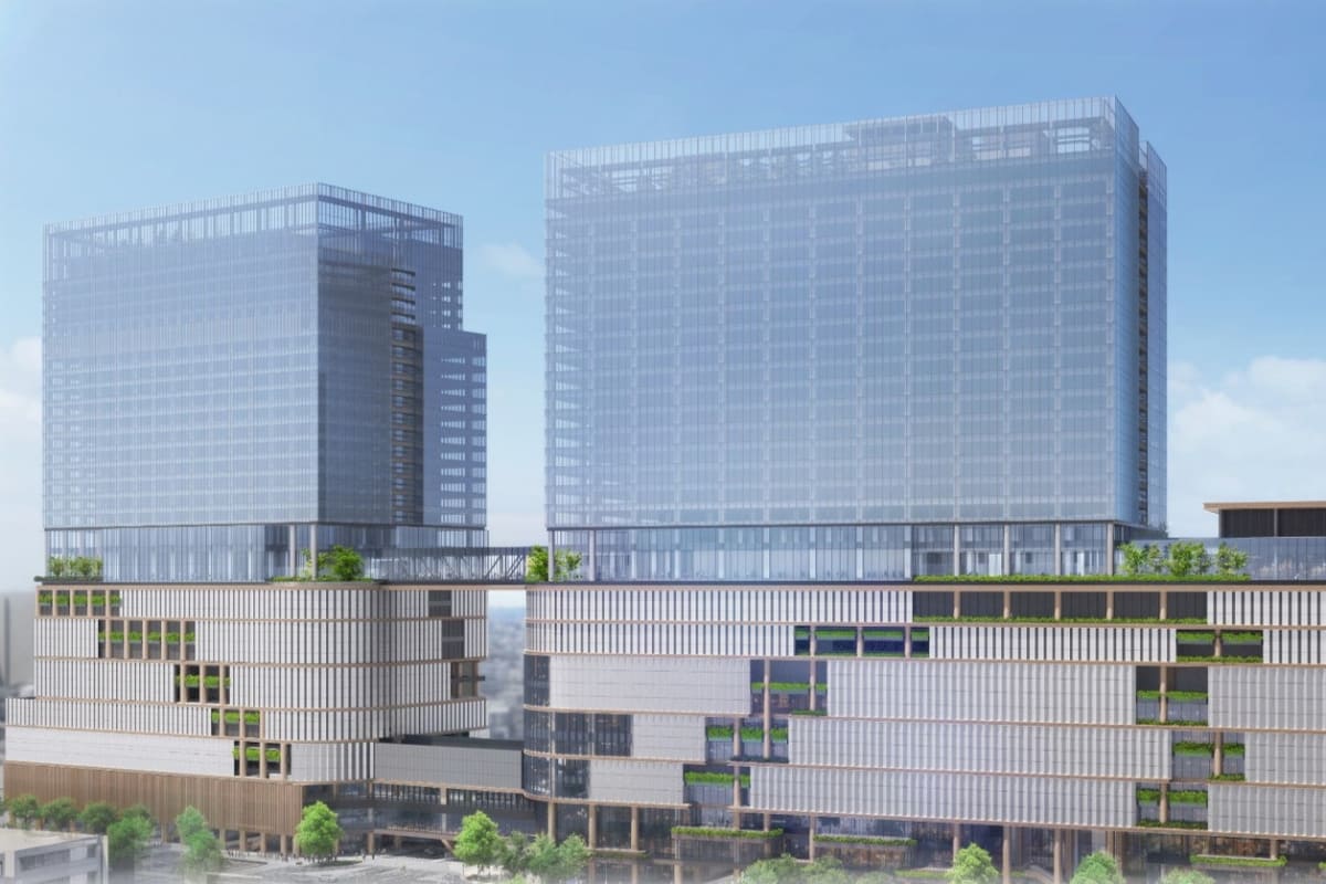 開業時期未定となった名古屋駅地区再開発計画(5月の<a href="https://www.meitetsu.co.jp/profile/news/2025/__icsFiles/afieldfile/2025/12/15/25-05-26meieki.pdf">名古屋鉄道発表資料</a>より)