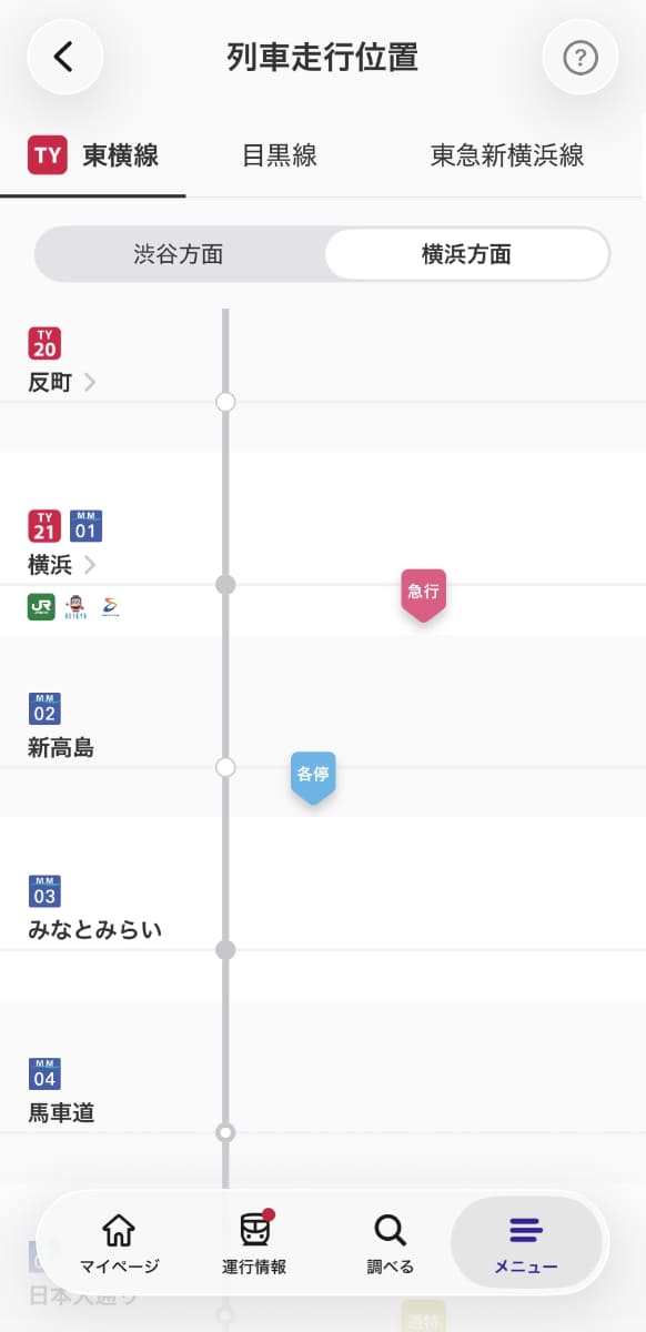 列車走行位置表示