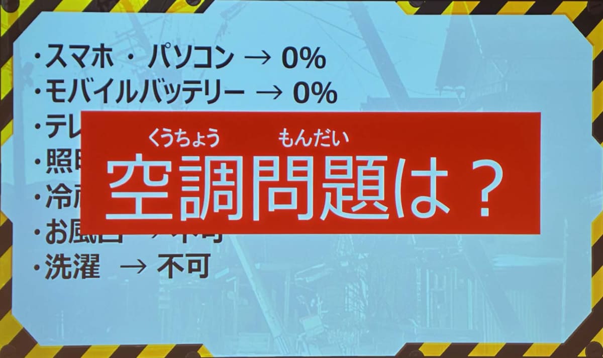 夏の災害では、電源確保が重要に