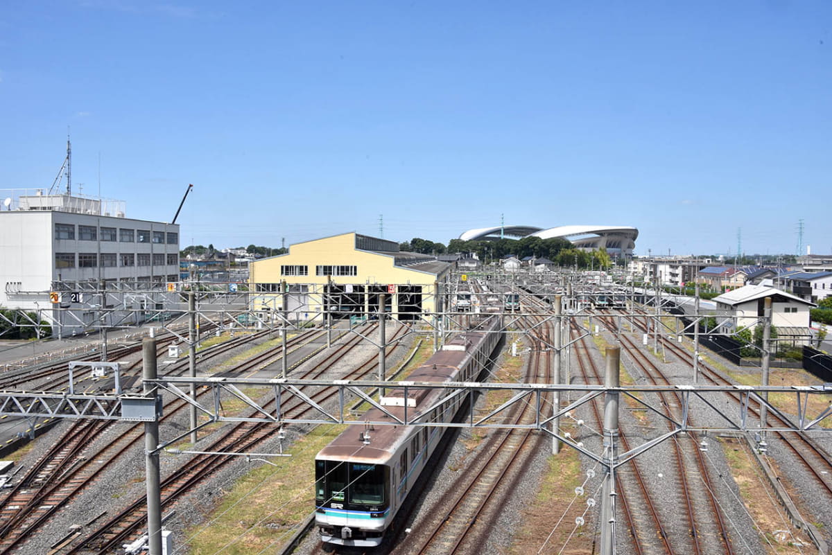 浦和美園駅の北側に広がる埼玉高速鉄道の車両基地