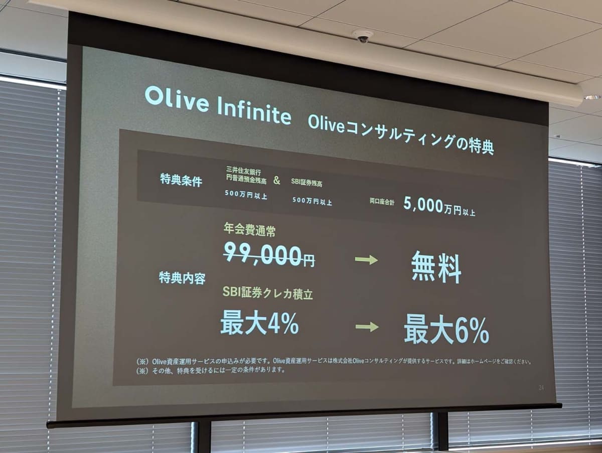 Olive Infiniteでの特典の例