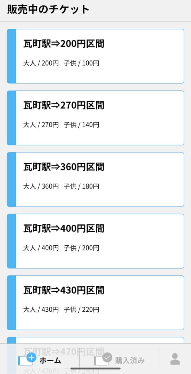 QRコードは各駅固有で、その駅出発のきっぷのみ購入できる