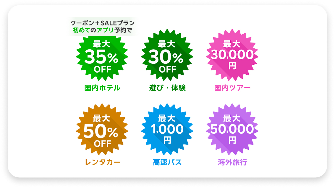 初めての予約なら国内宿泊が35%オフ