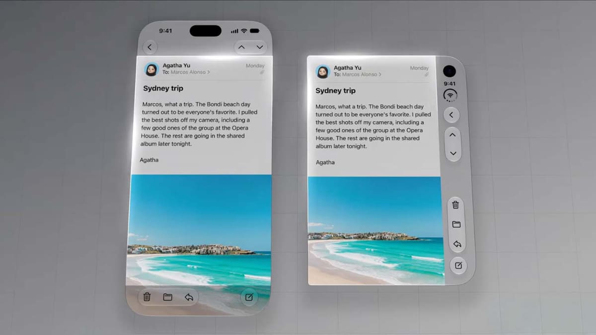 iPhone Duoでは、UIコンポーネントの一部を横に移動することで表示領域をカバーできるよう、OSが書き換えられている