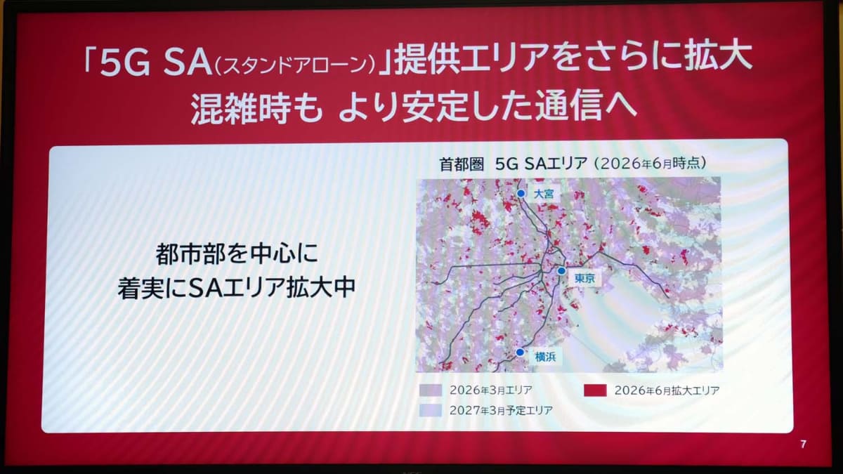 他社にはまだキャッチアップできていないが、5G SAのエリアも順調に拡大している