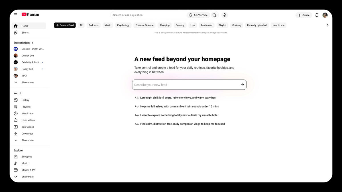 ホーム画面に表示される内容を自分でカスタマイズできる機能。会話形式のプロンプトを使用して独自のタブを作成する