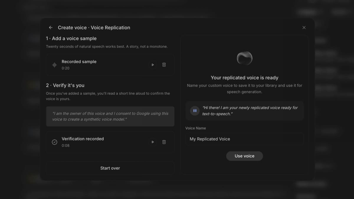 Google AI Studioでの音声再現