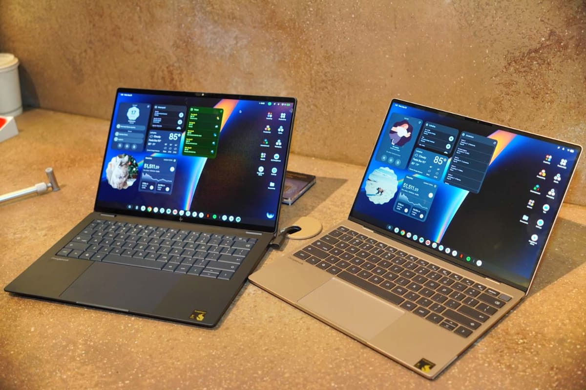 ついに登場したGooglebook。左はHP、右はDellの端末で、いずれもクアルコムの「Snapdragon X Elite」を搭載する