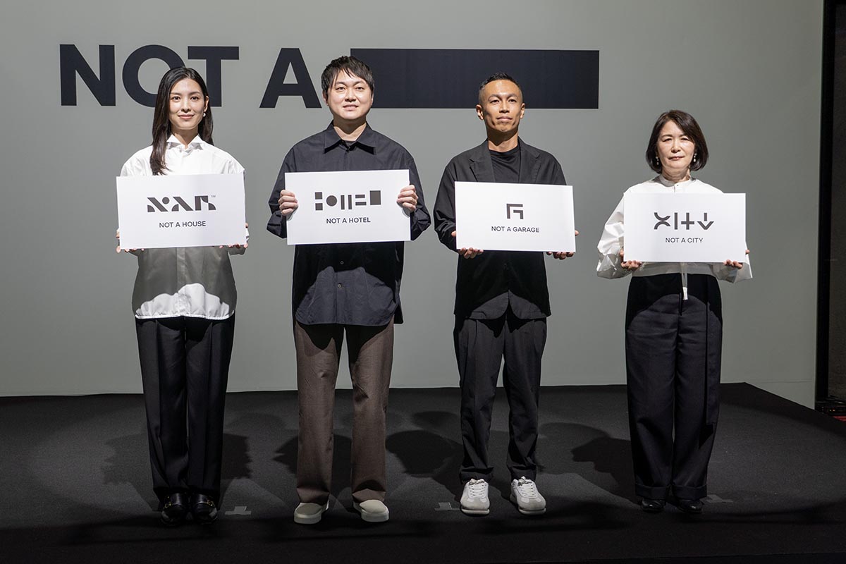 左から、NOT A HOUSE 代表取締役 CEO 申真衣氏、NOTA 代表取締役社長 Co-CEO 濵渦伸次氏、NOT A GARAGE 代表取締役 CEO 江藤大宗氏、NOT A CITY 代表取締役 CEO 大森みどり氏