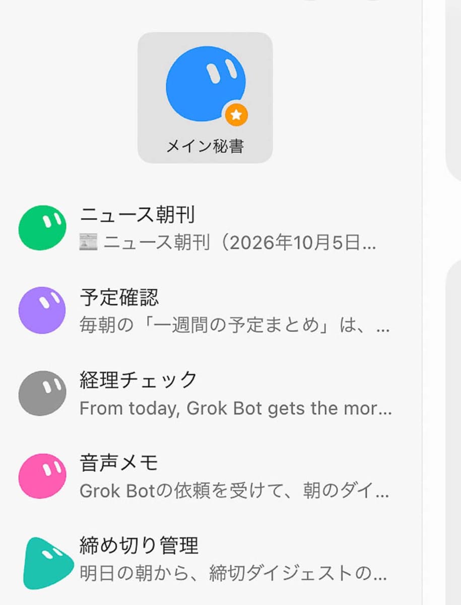 筆者がGrok Botで使っている「AI Bot」チームの一部
