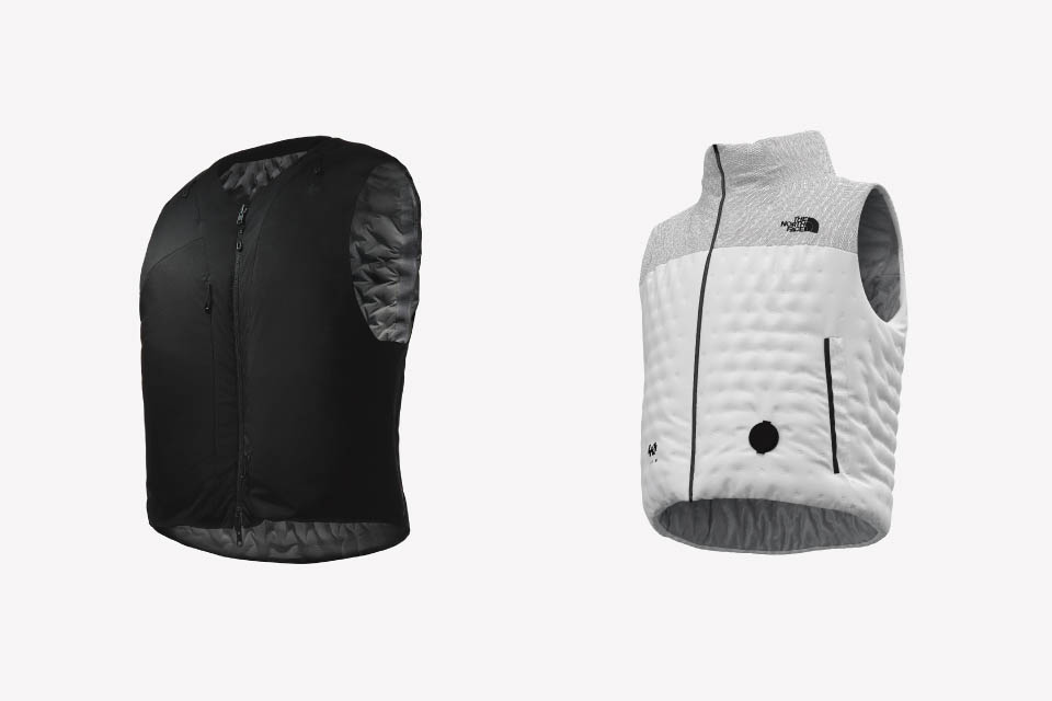 (左)ゴールドウイン Voxeloft Insulated Vest、(右)ザ・ノース・フェイス Nupuri Airchamber Vest
