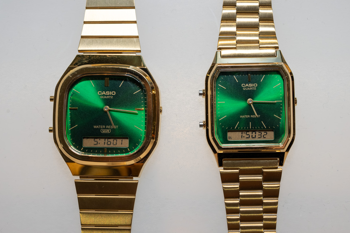 左から「AQ-240EG-3AJF」「AQ-230GA-3AMQYJF」