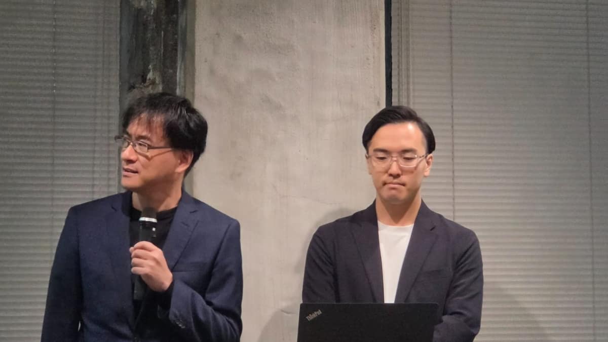 左：NISSOホールディングス グループDX担当執行役員 田熊 剛氏、右：日総工産 管理本部 DX戦略部 企画課 長崎 拓人氏