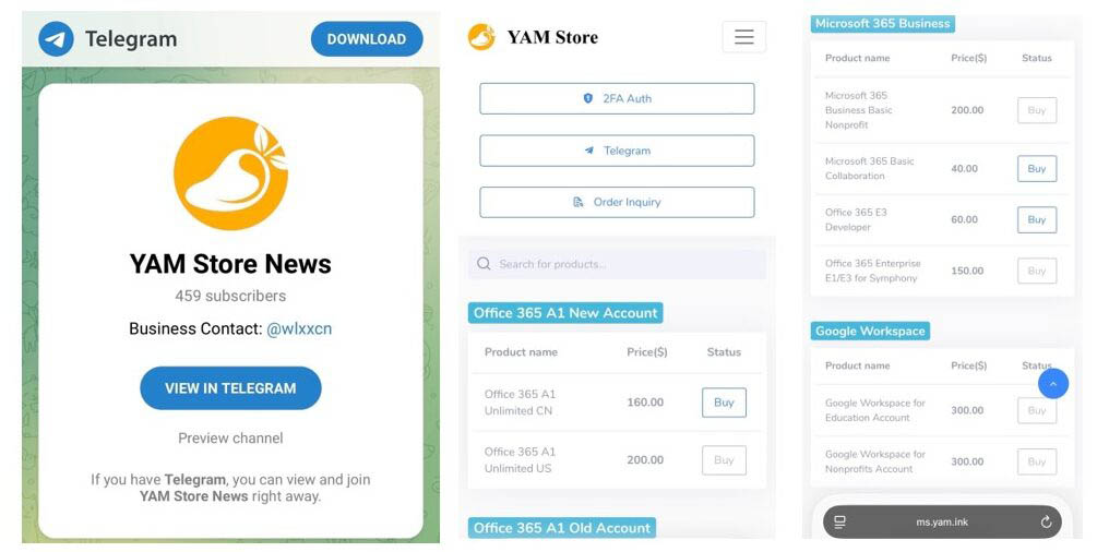 不正な手段で取得されたマイクロソフトとGoogleのアカウントが「YAM Store」で販売されていた