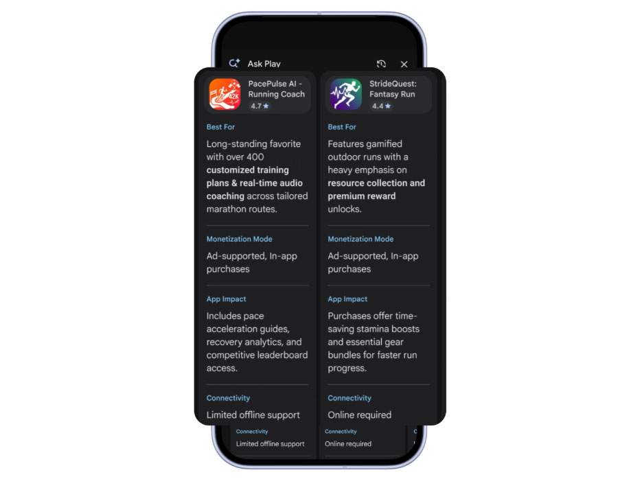 GeminiからGoogle Play上のゲームアプリを直接比較できる「Ask Play」