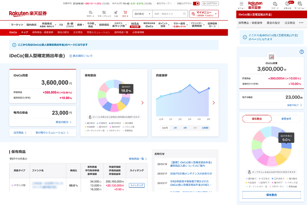 リニューアル後のトップ画面イメージ(左：PC、右：スマホ)
