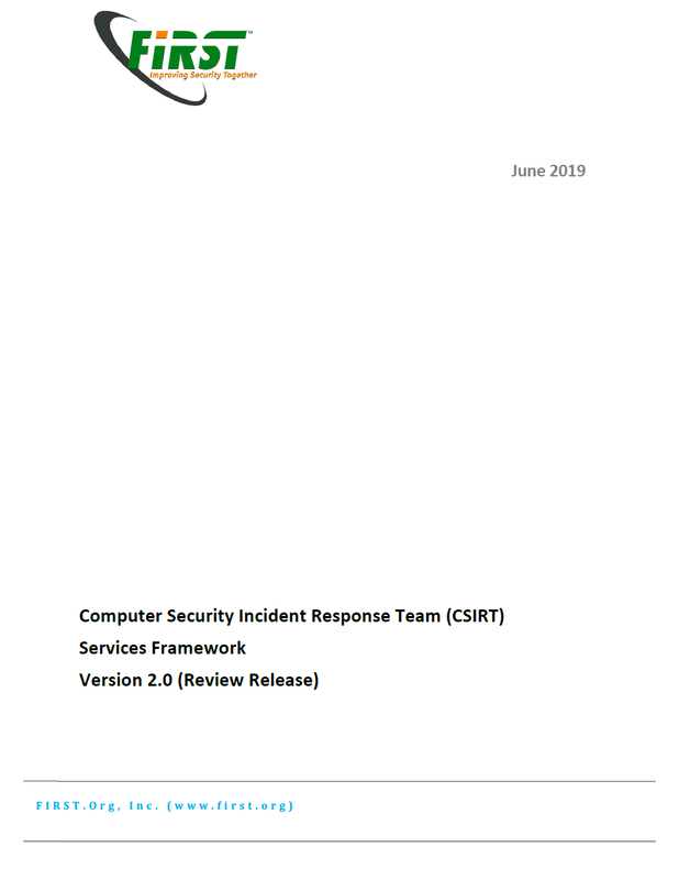 「FIRST CSIRT Framework Version 2.0」PDF版の表紙